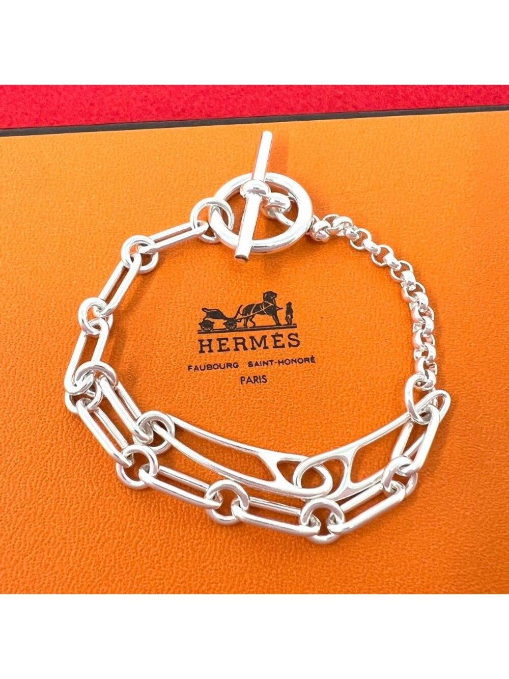 Hermes Chaine D'ancre Punk LG Bracelet 925 Sterling Silver